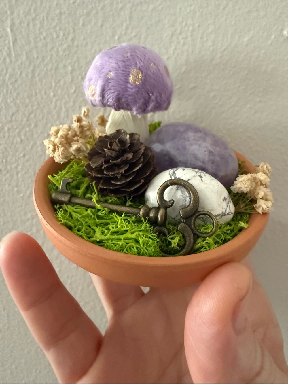 Handmade Purple Mushroom Terrarium Accent